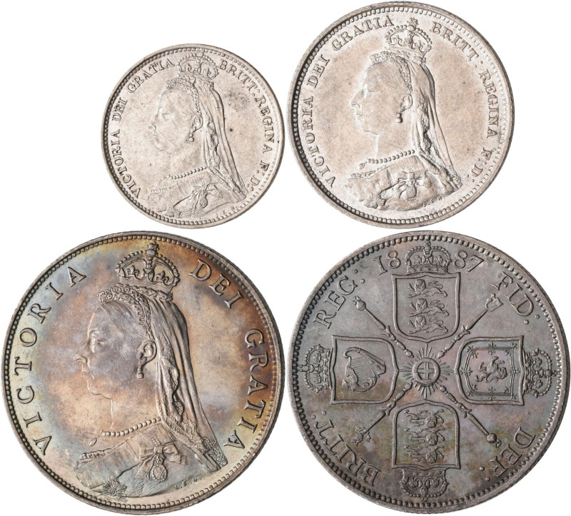 Großbritannien: Victoria 1837-1901: Kleines Lot mit 6 Pence 1887 (KM# 757, vz), ...