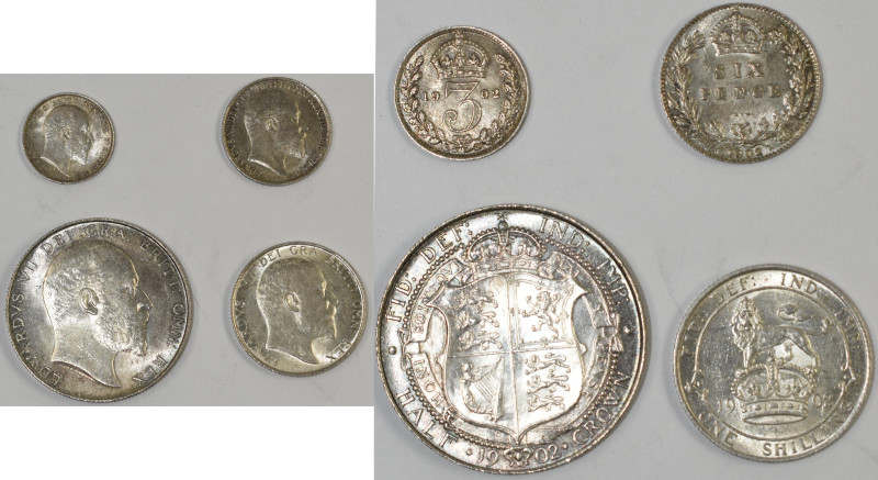 Großbritannien: Edward VII. 1902-1910: Kleines Lot mit 3 Pence 1902 (KM# 797, vz...