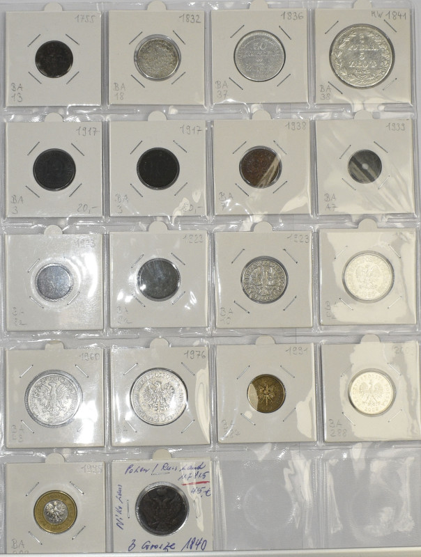 Polen: Lot 18 Münzen in Silber und Kupfer, dabei 3/4 Rubel zu 5 Zloty 1841, 30 K...
