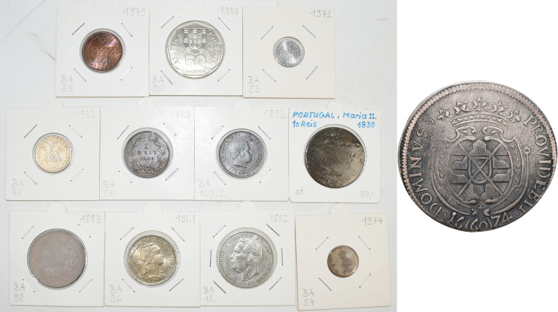 Portugal: Portugal/Portugiesisch Indien, Lot 11 Münzen, dabei 1 Rupia 1882, 10 R...