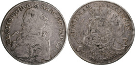 Altdeutschland und RDR bis 1800: Baden, Karl Friedrich 1746-1811: Taler 1766 (Konventionstaler) W Durlach. Davenport 1933, KM# 108, Wielandt 708. 27,7...