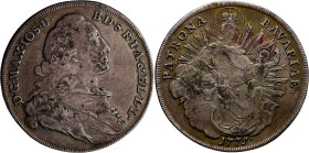 Altdeutschland und RDR bis 1800: Bayern, Maximilian III. Joseph 1745-1777: Taler 1775 (Madonnentaler). Davenport 1953, KM# 519. 27,82 g. Sehr schön.
...