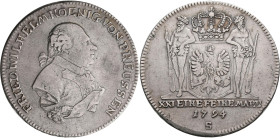 Altdeutschland und RDR bis 1800: Brandenburg-Preußen, Friedrich Wilhelm II. 1786-1797: ½ Konv.-Taler 1794 S, Schwabach, für Ansbach-Bayreuth, J. 208 b...