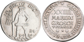 Altdeutschland und RDR bis 1800: Braunschweig-Lüneburg, Georg Ludwig 1698-17: 24 Mariengroschen Feinsilber 1710 Zellerfeld, wilder Mann. 12,97 g. Dave...