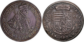 Altdeutschland und RDR bis 1800: Elsass, Erzherzog Ferdinand 1564-1595: Reichstaler o. J. Ensisheim. 28,05 g. FERDINAND : D : G : Davenport 8088/8092....