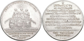 Altdeutschland und RDR bis 1800: Hohenlohe-Langenburg, Ludwig 1715-1765: Reichstaler 1751, Nürnberg, auf den 50. Jahrestag der Landesteilung, 29,12 g,...