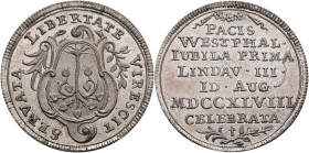 Altdeutschland und RDR bis 1800: Lindau: Silberabschlag von den Stempeln des ½ Dukaten 1748, Stempel von Jonas Thiebaud, auf die 100-Jahrfeier des Wes...