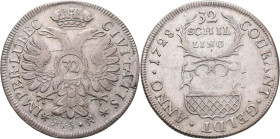 Altdeutschland und RDR bis 1800: Lübeck, Stadt: 32 Schilling 1728 JJJ (Mzm Johann Justus Jaster). Davenport 626. 17,93 g. Randfehler / Entfernter Henk...