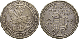 Altdeutschland und RDR bis 1800: Mansfeld-Hinterortische Linie, David 1593-1628: Reichstaler 1609, 21,8 g, Davenport 6977, Tornau 1142, Henkelspur, se...