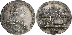 Altdeutschland und RDR bis 1800: Regensburg: ½ Konv.-Taler 1782, mit Titel Josefs II. Stadtansicht. 14,02 g. Beckenbauer 7206. Entfernter Henkel, sons...