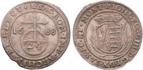 Altdeutschland und RDR bis 1800: Sachsen, Johann Georg III. 1680-1691: 1/24 Taler (Groschen) 1688 ohne Münzzeichen - Dresden. Clauss/Kahnt 614, Kohl 2...
