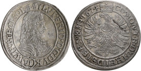 Altdeutschland und RDR bis 1800: Württemberg-Öls, Sylvius Friedrich 1664-1697: 6 Kreuzer 1674, Öls, Klein/Raff 33 var., Ebner 7, Walzenprägung, fast v...