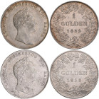 Baden: Karl Leopold Friedrich 1830-1852: Lot 2 Stück, Gulden 1838, 1839, AKS 92, Jaeger 56, sehr schön, sehr schön - vorzüglich.
 [differenzbesteuert...