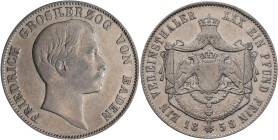 Baden: Friedrich I. 1852-1907: Taler 1858 (Vereinstaler). AKS 123, Jaeger 79, Thun 30. Kratzer, sehr schön.
 [differenzbesteuert]