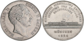 Bayern: Maximilian II. Joseph 1848-1864: Geschichtsdoppeltaler 1854, Ausstellung im Glaspalast München, AKS 166, Jaeger 89, Thun 95, Davenport 603. Kr...