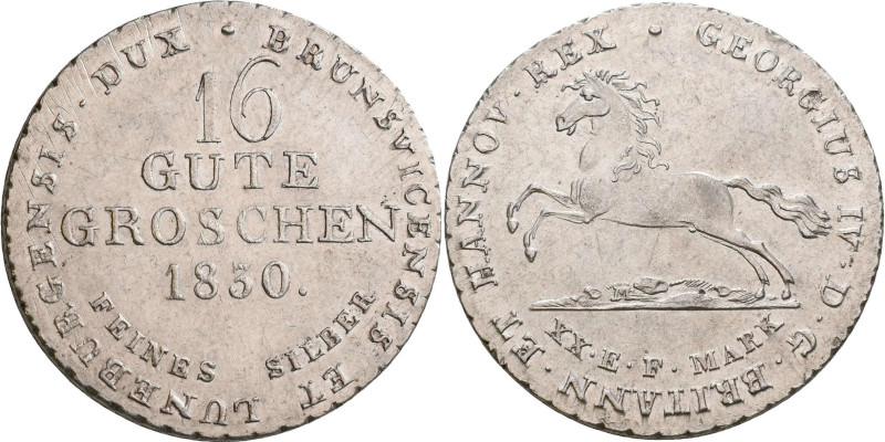 Hannover: Georg IV. 1820-1830: 16 Gute Groschen (Feines Silber) 1830, letzter Ja...