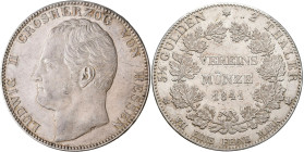 Hessen-Darmstadt: Ludwig II. 1830-1848: Doppeltaler 1841 (3½ Gulden 2 Thaler Vereinsmünze). AKS 99, Jaeger 40. Kleine Kratzer, feine Patina, vorzüglic...