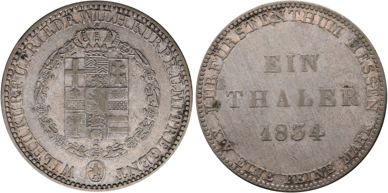 Hessen-Kassel: Wilhelm II. mit Friedrich Wilhelm 1831-1847: Taler 1834, AKS 46, ...