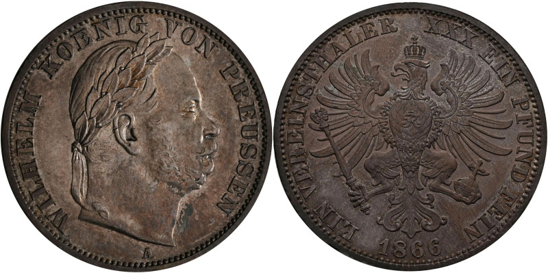 Preußen: Wilhelm I. 1861-1888: Taler 1866 (Vereinstaler) auf den Sieg von Königg...