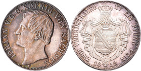 Sachsen: Johann 1854-1873: Doppeltaler 1859 F (Zwei Vereinsthaler), AKS 126, Jaeger 110. Kleine Randunebenheiten, winzige Kratzer, wunderschöne Patina...