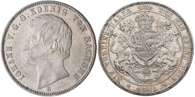 Sachsen: Johann 1854-1873: Vereinstaler 1863 B, AKS 137, Jaeger 119, minimal fleckig, vorzüglich.
 [differenzbesteuert]