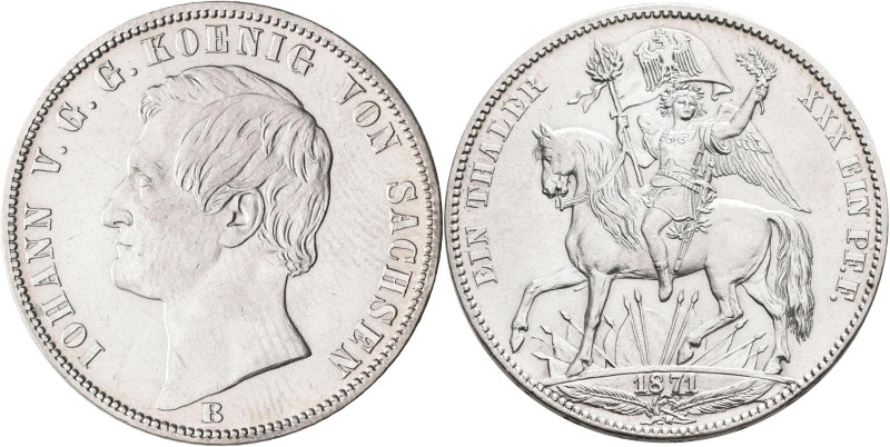 Sachsen: Johann 1854-1873: Taler 1871 (Siegestaler), auf den Sieg über Frankreic...