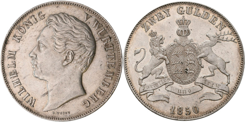 Württemberg: Wilhelm I. 1816-1864: Doppelgulden 1850 (Zwey Gulden), AKS 76, Jaeg...