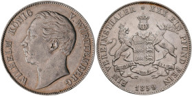 Württemberg: Wilhelm I. 1816-1864: Taler 1859 (Vereinstaler). AKS 77, Jaeger 83, Thun 439. Sehr schön.
 [differenzbesteuert]