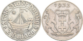 Danzig: 2 Gulden 1932 Kogge. Jaeger D16. 9,9 g. Kratzer, sehr schön+.
[differenzbesteuert]