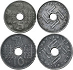 Reichskreditkasse: Prägungen für die Reichskreditkassen: Lot 2 Stück, 5 Pfennig 1940 A und 10 Pfennig 1940 A, Jaeger 618, 619, sehr schön, sehr schön ...