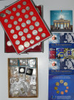 Deutschland: Vom Kaiserreich bis zum Euro. Dabei Kleinmünzen, ½ Mark, 1 Mark oder 2 Mark aus dem Kaiserreich, zwei Eichbäume und bisschen Kleingeld au...