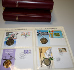 Numisbriefe, Numisblätter: BOREK-Numisbriefe auf zwei Albern verteilt. Dabei BRD, DDR und Ausland, teils mit Silbermünzen.
 [differenzbesteuert]