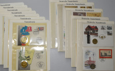 Numisbriefe, Numisblätter: DDR: Lot mit 24 Numisbriefen, bis auf eins mit DDR Münzen bestückt.
 [differenzbesteuert]
