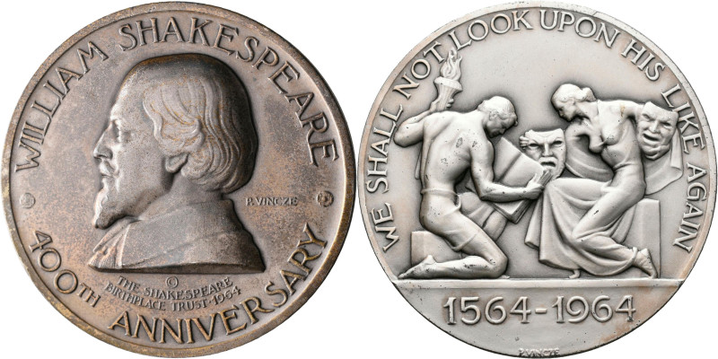 Medaillen alle Welt: England, William Shakespeare: Silbermedaille 1964 von P. Vi...