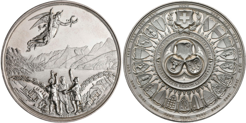 Medaillen alle Welt: Schweiz, Silbermedaille 1891 von A. Schnyder auf die 600-Ja...