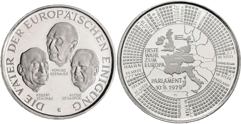 Medaillen Deutschland - Personen: Adenauer, Konrad: Platinmedaille an die Väter ...