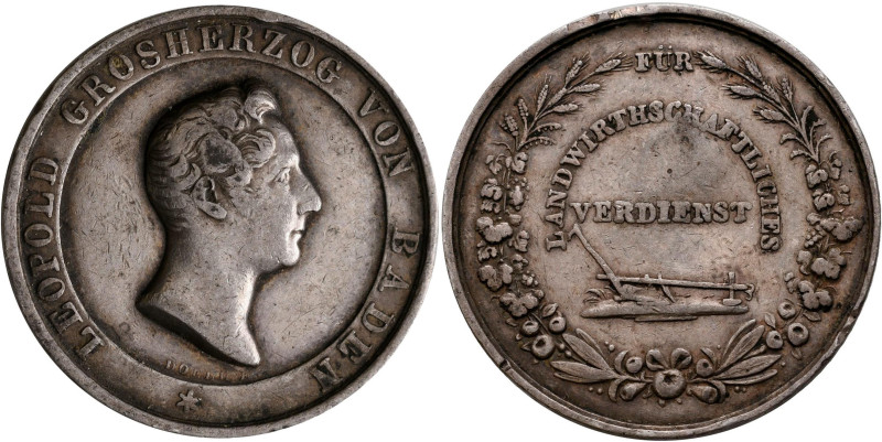 Medaillen Deutschland - Geographisch: Baden, Leopold 1830-1852: Silberne Landwir...