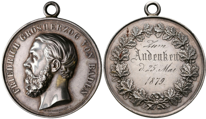 Medaillen Deutschland - Geographisch: Baden, Friedrich I. 1852-1907: Silbermedai...