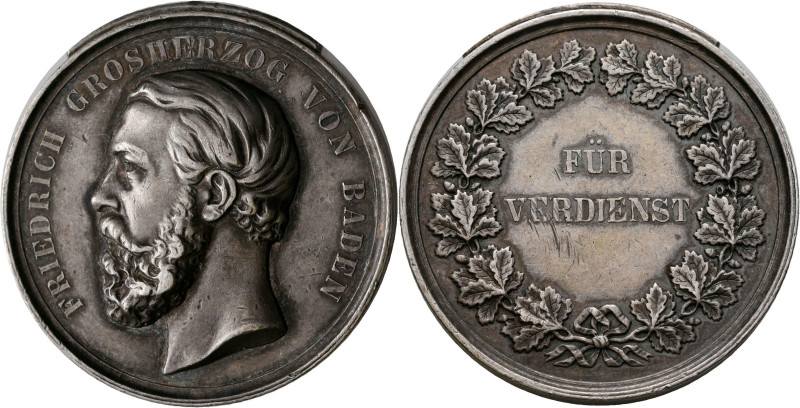 Medaillen Deutschland - Geographisch: Baden, Friedrich I. 1852-1907: Große silbe...