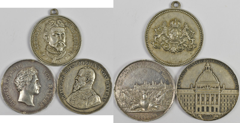 Medaillen Deutschland - Geographisch: Bayern: Lot 3 Medaillen, Silbermedaille 18...
