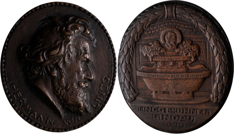 Medaillen Deutschland - Geographisch: Lindau: Ovale Bronzegussmedaille 1920, sig...