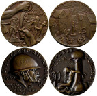Medaillen Deutschland - Geographisch: Rheinland: Lot 2 Bronzegußmedaillen 1920 von Karl Goetz, Die Wacht am Rhein, 59 mm, 65,32 g und Wüstlinge am Rhe...