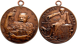 Medaillen Deutschland - Sonstige: Inflation: Bronzegussmedaille 1948 von Guido Goetz, auf die Abwertung des Geldes. Sparbücher und Reichsmark verschli...