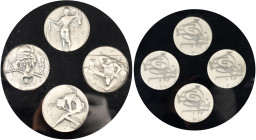 Medaillen Deutschland - Sonstige: DALI, Salvador: 4 Silbermedaillen 1979, Die vier Jahreszeiten. Aufbewahrt in einem verschraubten Acrylglasblock (21 ...