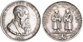 Medaillen - Religion: Oschatz in Sachsen: Silbermedaille 1839 von C. R. Krüger, 300 Jahre Reformation in Oschatz. Brustbild Heinrichs des Frommen nach...