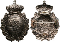 Orden & Ehrenzeichen: Sachsen: Wappen (Helmwappen), um 1910. Hohl, mit Anstecknadel, vermutlich für den Tschakostern für Mannschaften, im Sächsischen ...