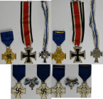 Orden & Ehrenzeichen: Drittes Reich: Eisernes Kreuz 1939 II. Klasse ohne Punze im Bandring (OEK 3824), 2 x Treudienst-Ehrenzeichen für 25 Jahre und 1 ...