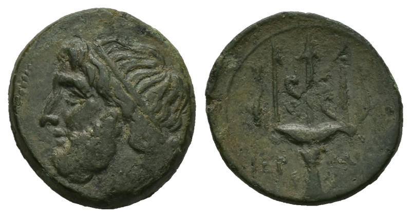 Sicily, Syracuse. Ae, 7.80 g 22.67 mm. Hieron II, 275-215 BC. 
Obv: Diademed hea...