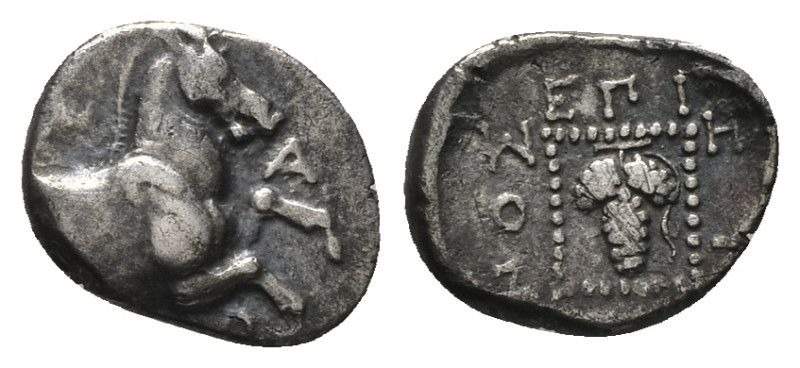 Thrace, Maroneia. AR Tetrobol, 2.40 g 16.30 mm. Circa 386/5-348/7 BC. Noumenios,...