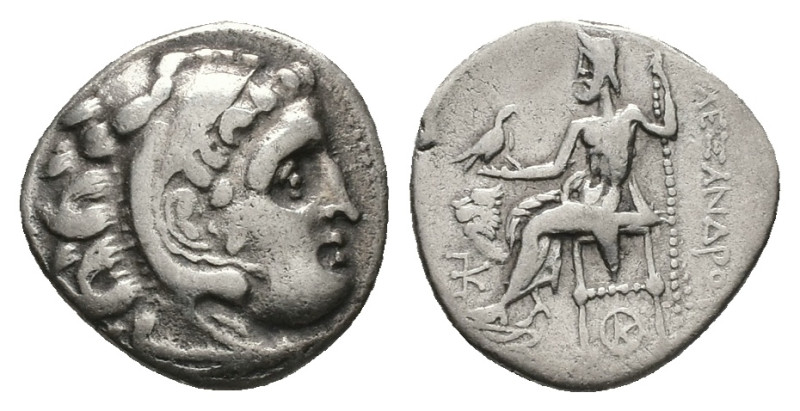 Kings of Thrace (Macedonian). Lysimachos, AR Drachm, 3.95 g 17.18 mm. 305-281 BC...